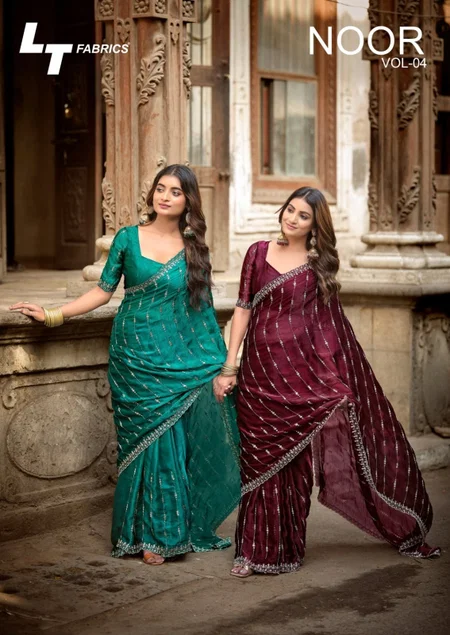 Noor Vol 4 By LT Pn Fendy With Fancy Embroidery Saree Bulk Wholesale Online